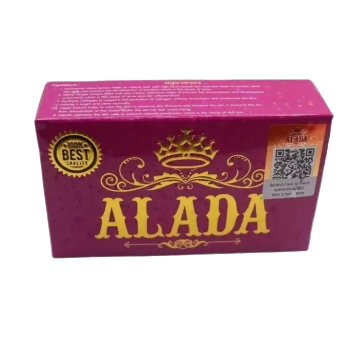 Purple box with Alada Gold text and branding on a white background